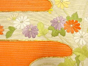アンティーク　絽　ヱ霞に花模様刺繍名古屋帯